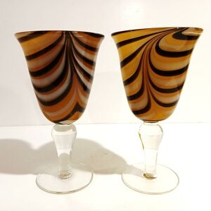 Blown Swirl Glass Goblets
